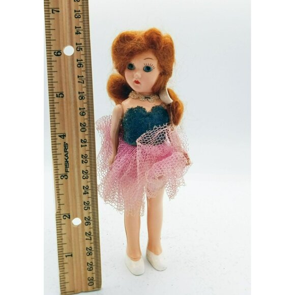 Vintage 1950s Ballerina Doll Sleepy Eyes Pink Tulle Skirt 6.5 In Fashion Toy - Picture 3 of 15